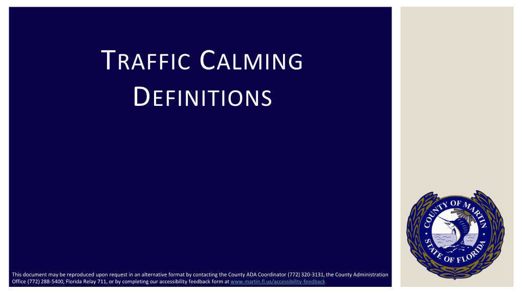 Traffic Calming Definitions