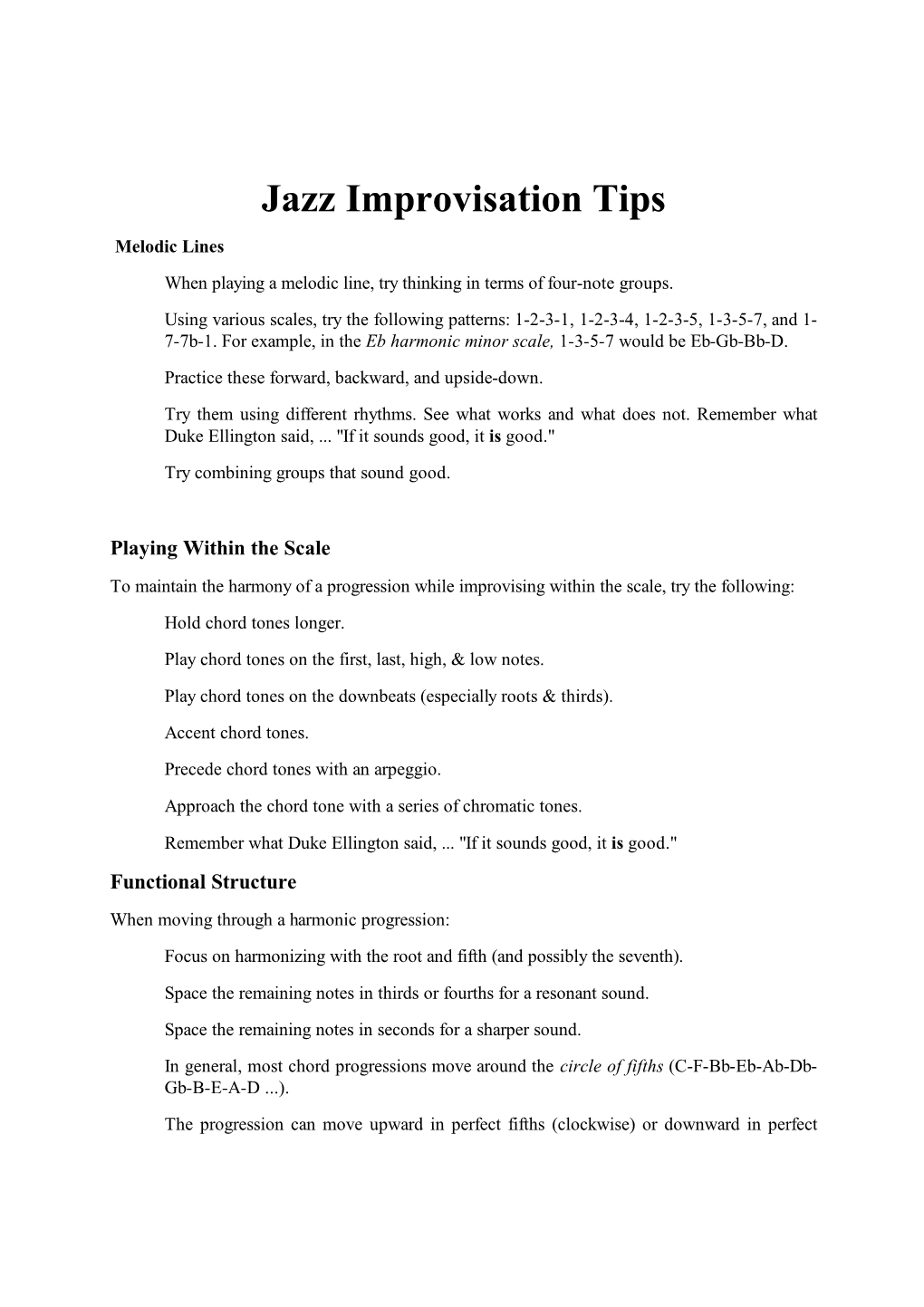 Jazz Improvisation Tips