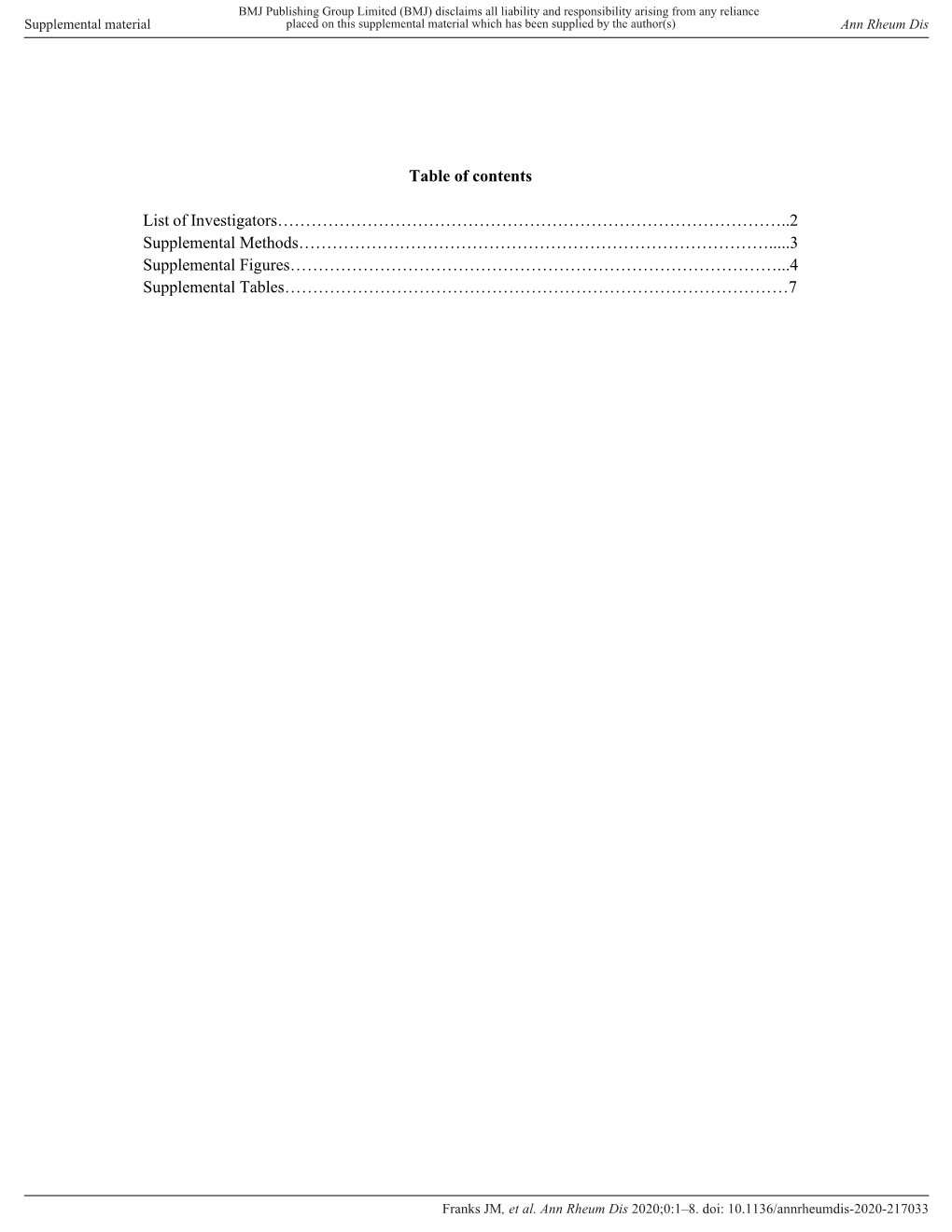 Table of Contents List of Investigators