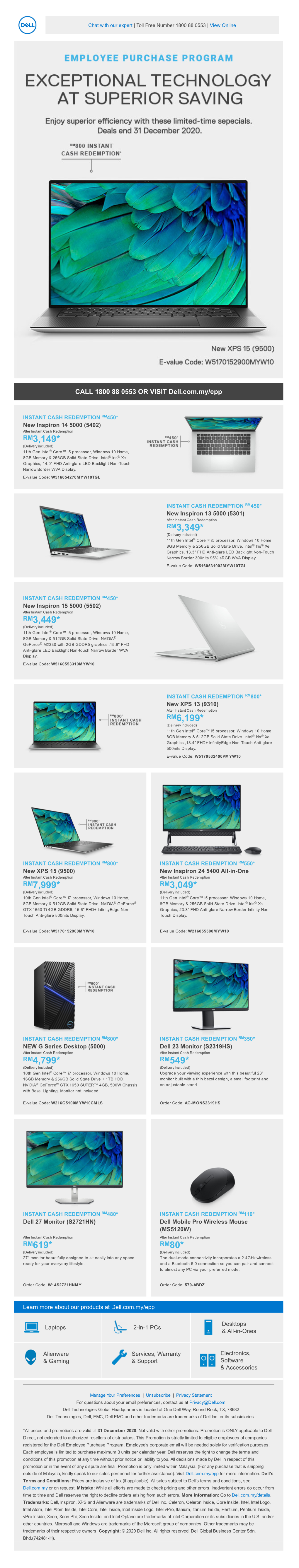 CALL 1800 88 0553 OR VISIT Dell.Com.My/Epp