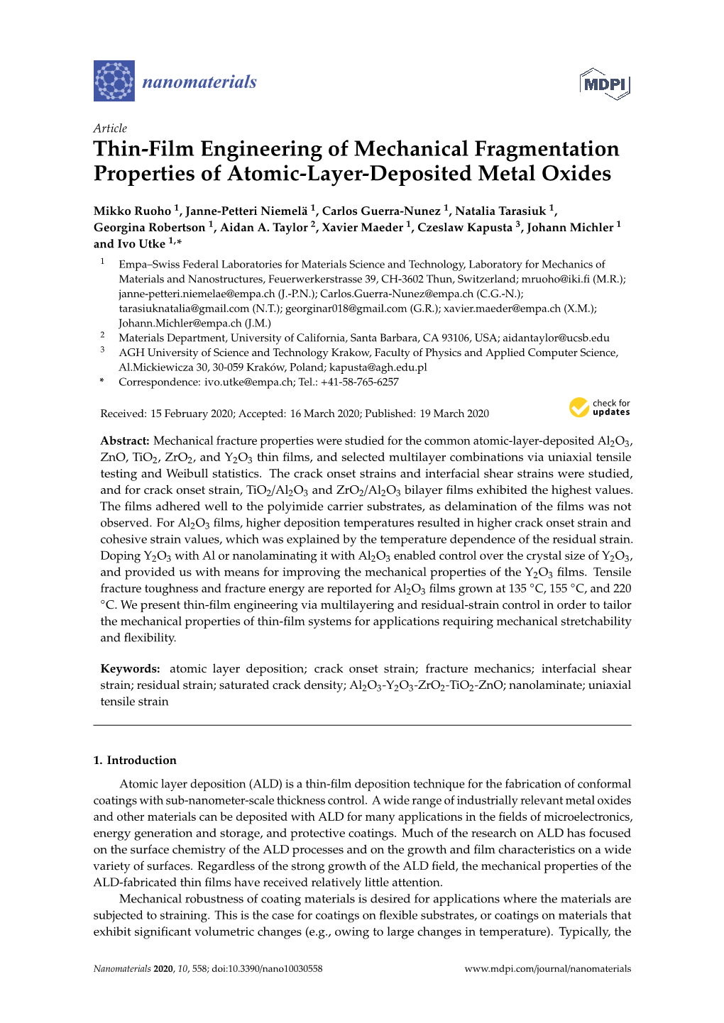 Thin-Film Engineering of Mechanical Fragmentation Properties of Atomic-Layer-Deposited Metal Oxides