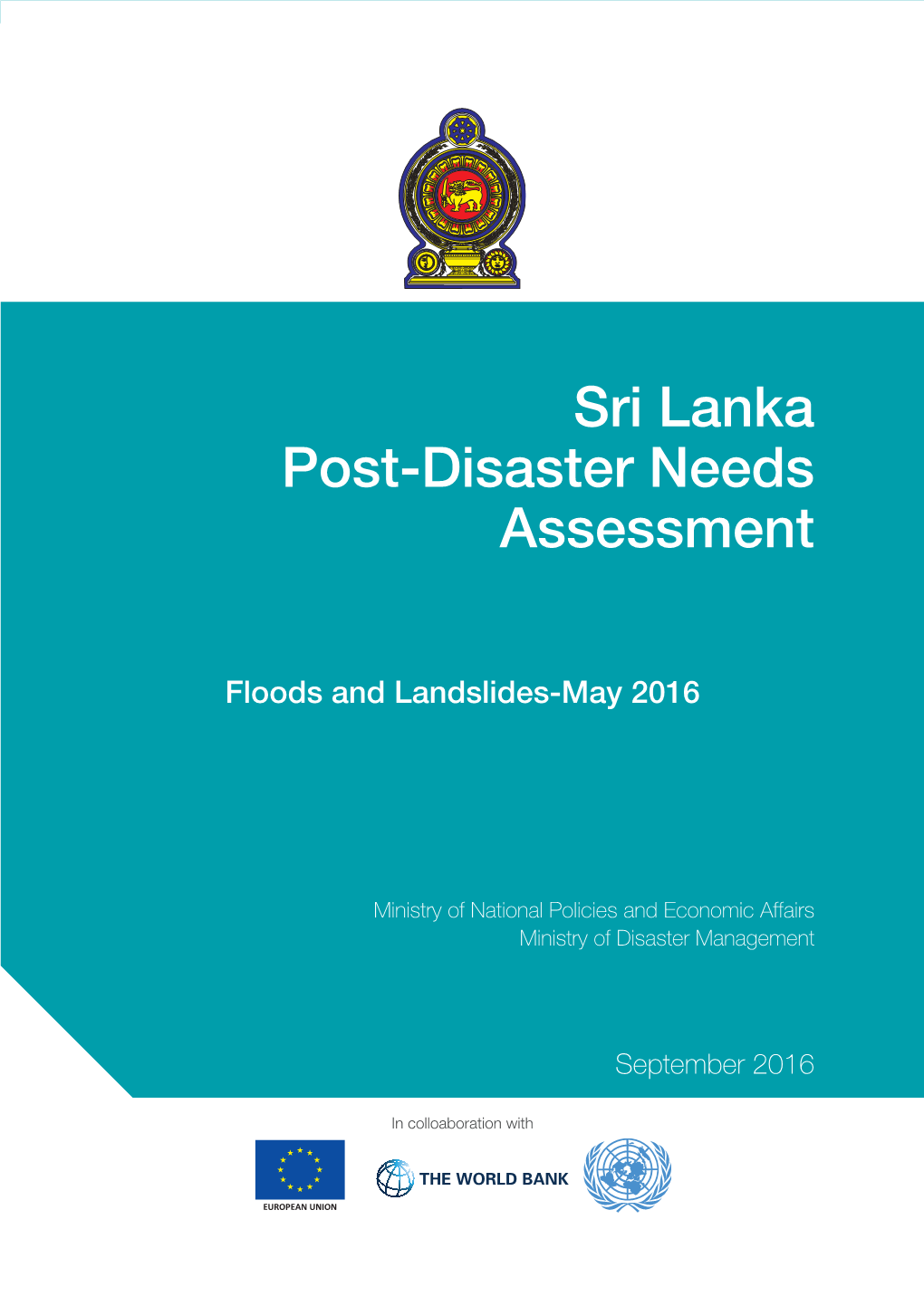 Sri Lanka Post-Disaster Needs Assessment