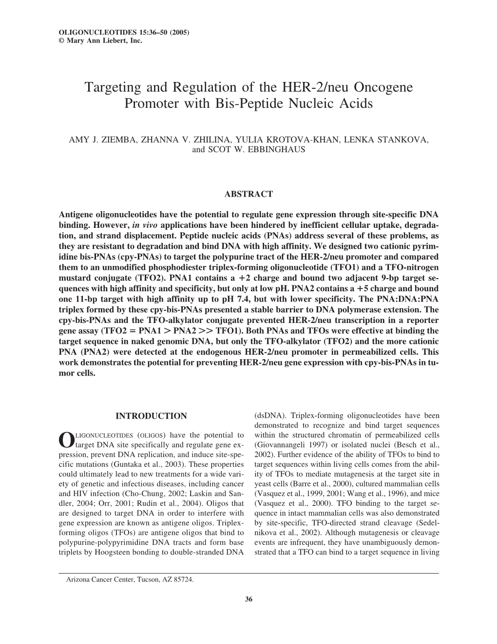 Targeting and Regulation of the HER-2/Neu Oncogene Promoter with Bis-Peptide Nucleic Acids