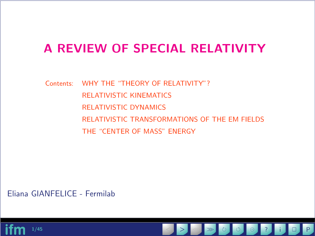 A Review of Special Relativity