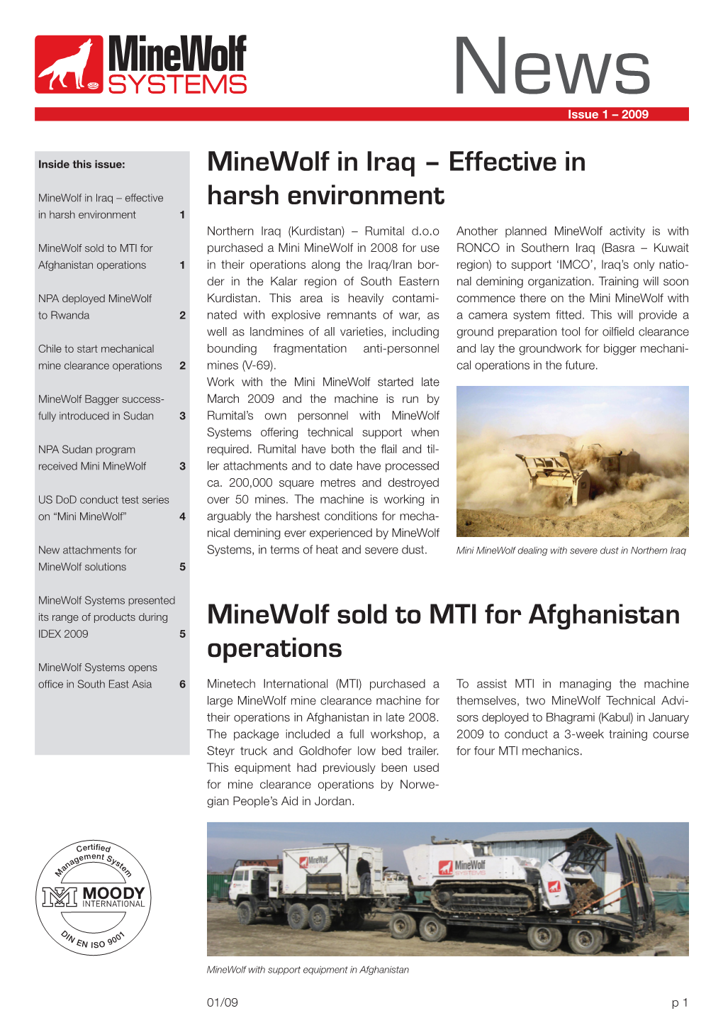Effective in Harsh Environment Minewolf Sold to MTI for Afghanistan Operations