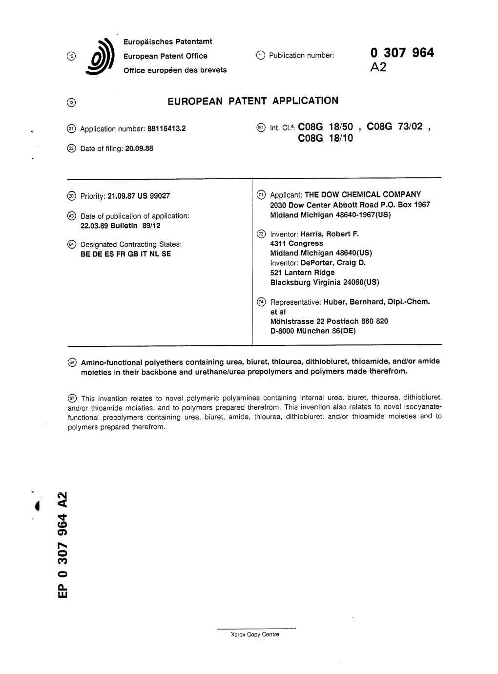 Amino-Functional Polyethers Containing Urea, Biuret, Thiourea