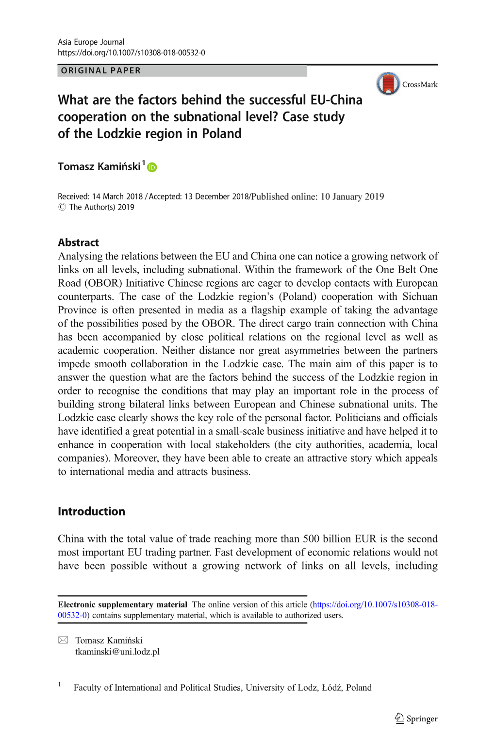 Case Study of the Lodzkie Region in Poland