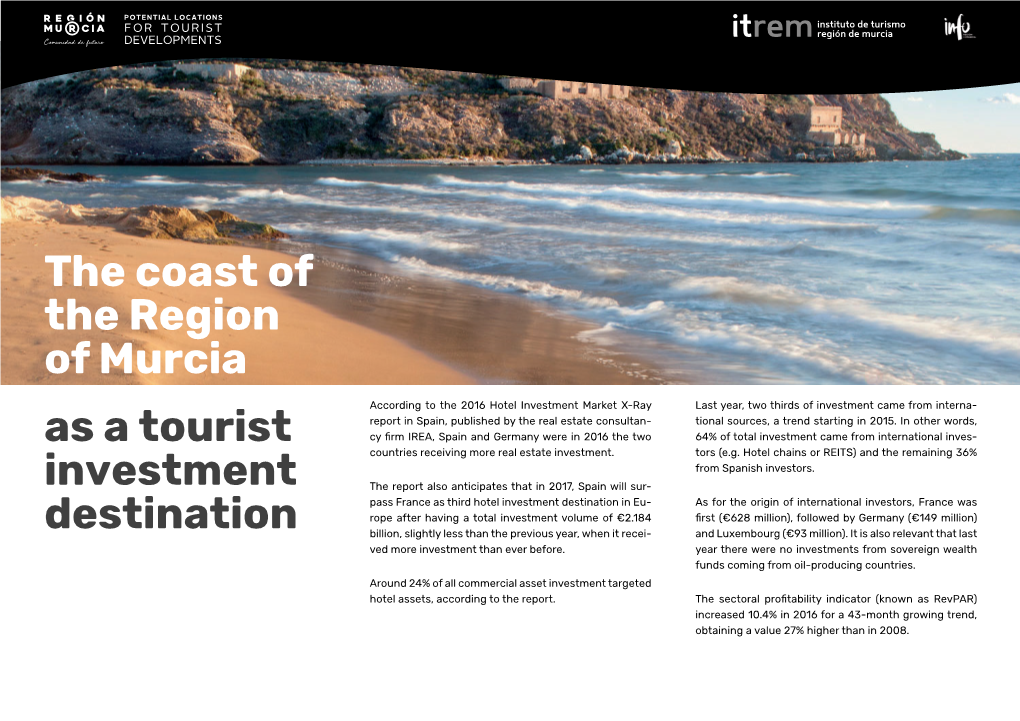 The Coast of the Region of Murcia As a Tourist Investment Destination