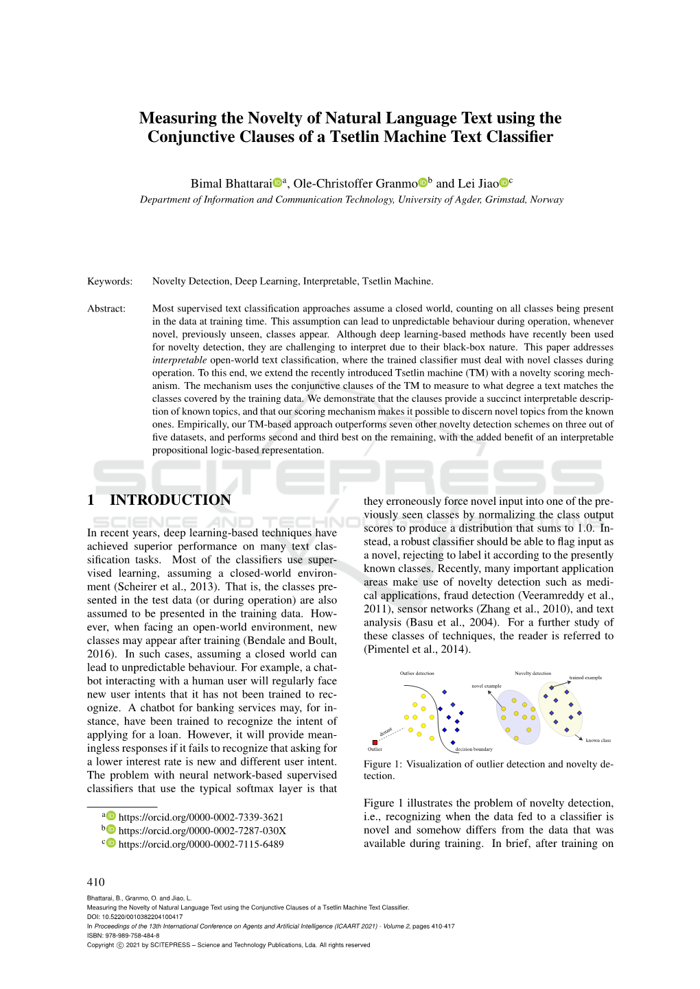 Measuring the Novelty of Natural Language Text Using the Conjunctive Clauses of a Tsetlin Machine Text Classiﬁer