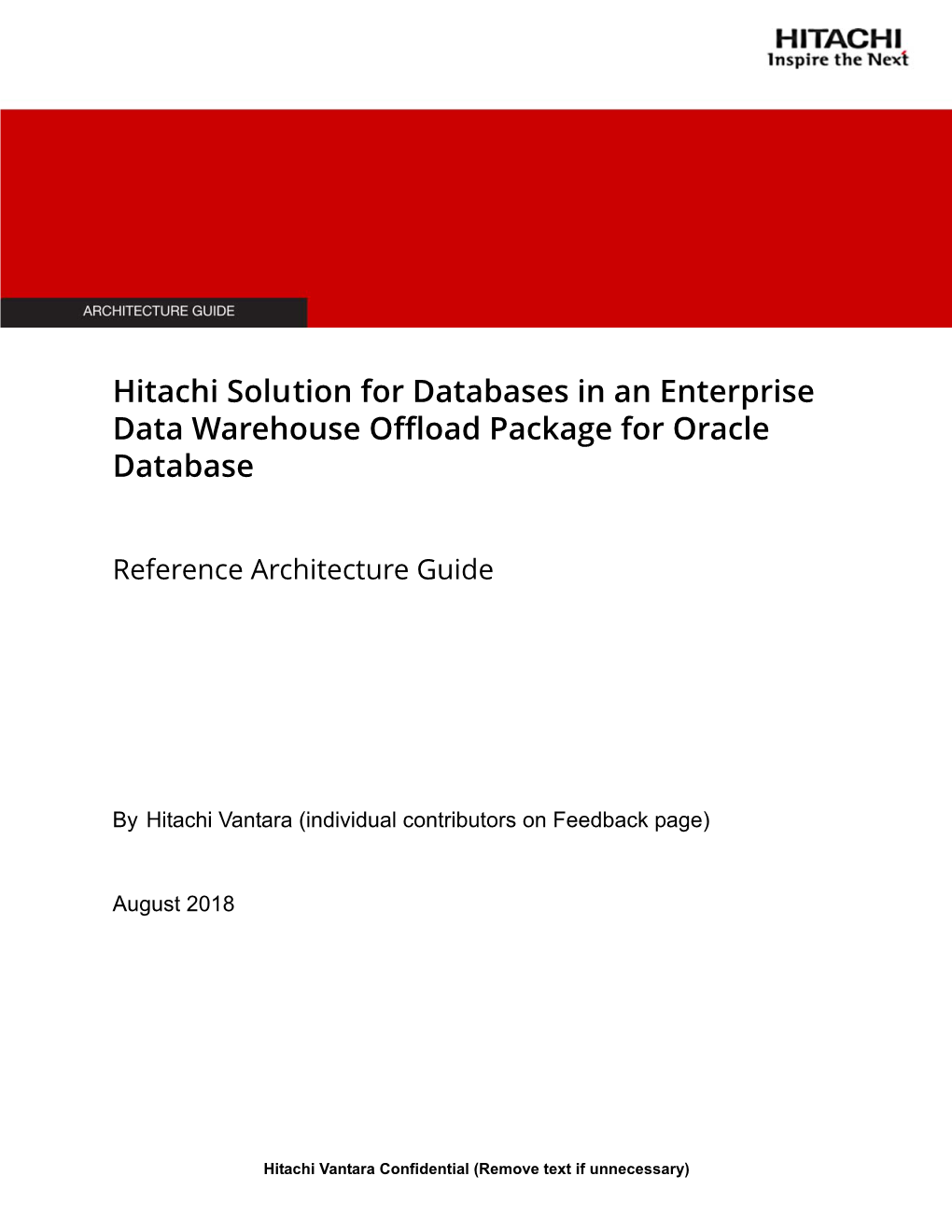 Hitachi Solution for Databases in an Enterprise Data Warehouse Offload Package for Oracle Database
