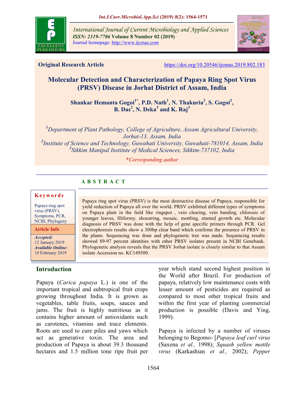 PRSV) Disease in Jorhat District of Assam, India