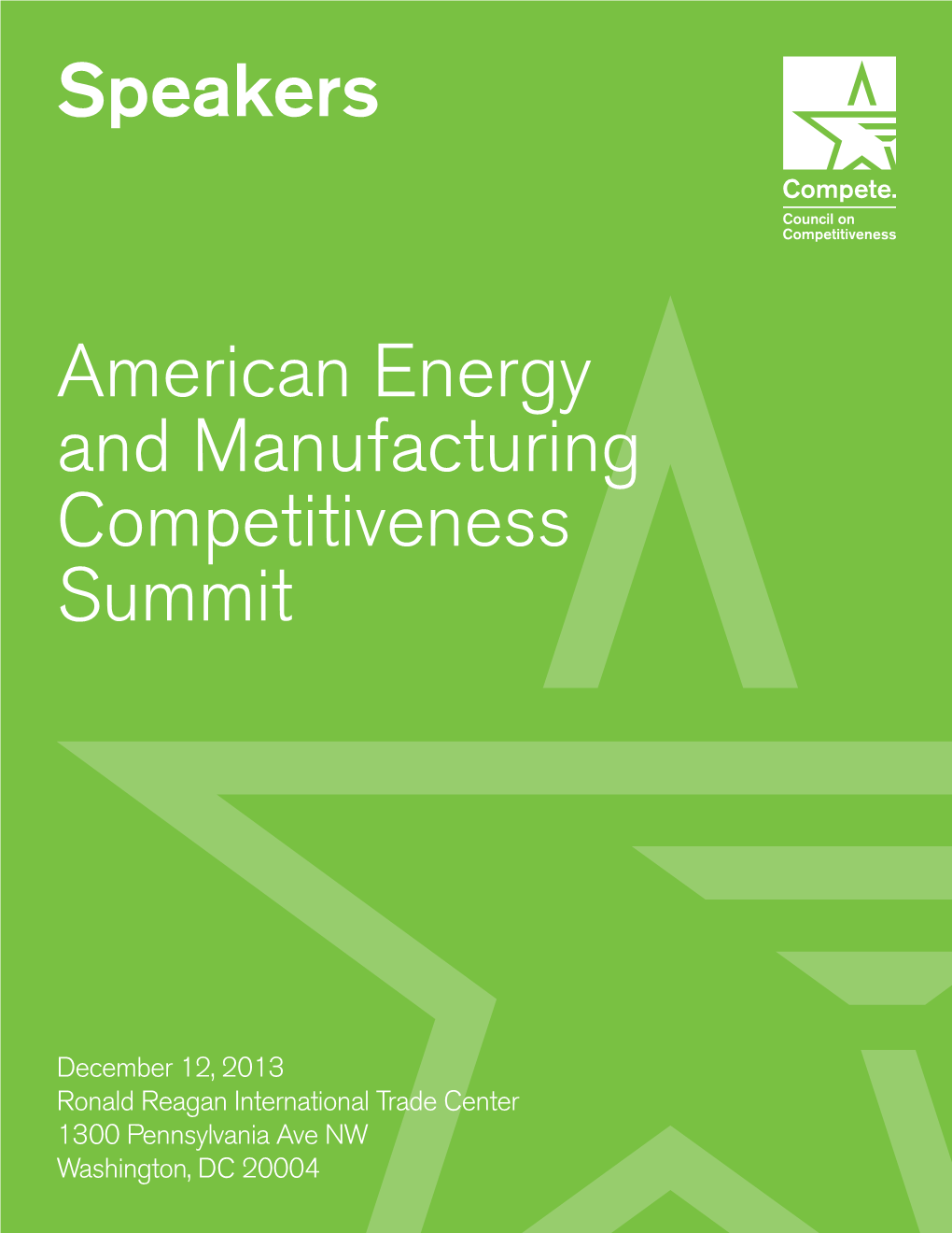 Speakers American Energy and Manufacturing Competitiveness