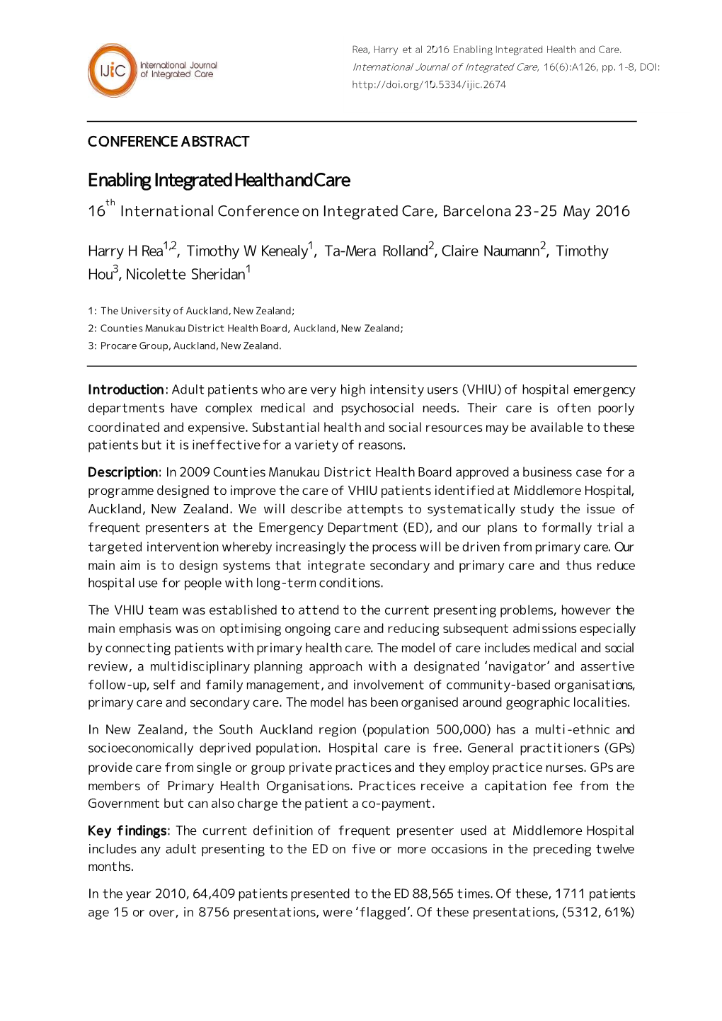 Enabling Integrated Health and Care