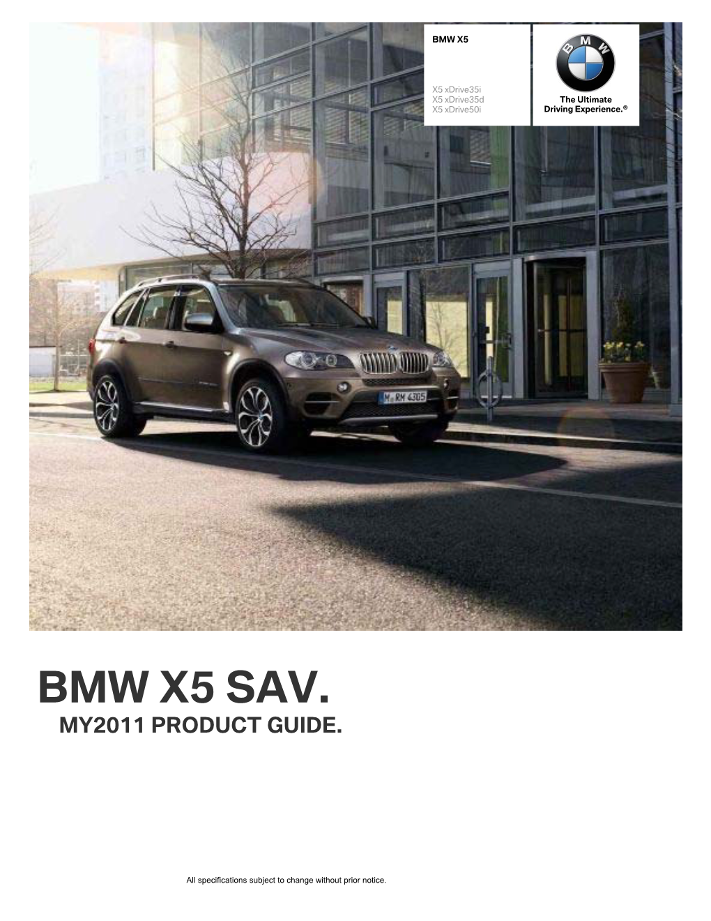 Bmw X5 Sav. My2011 Product Guide