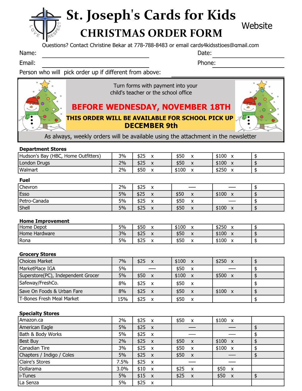 C4K Website Order Form