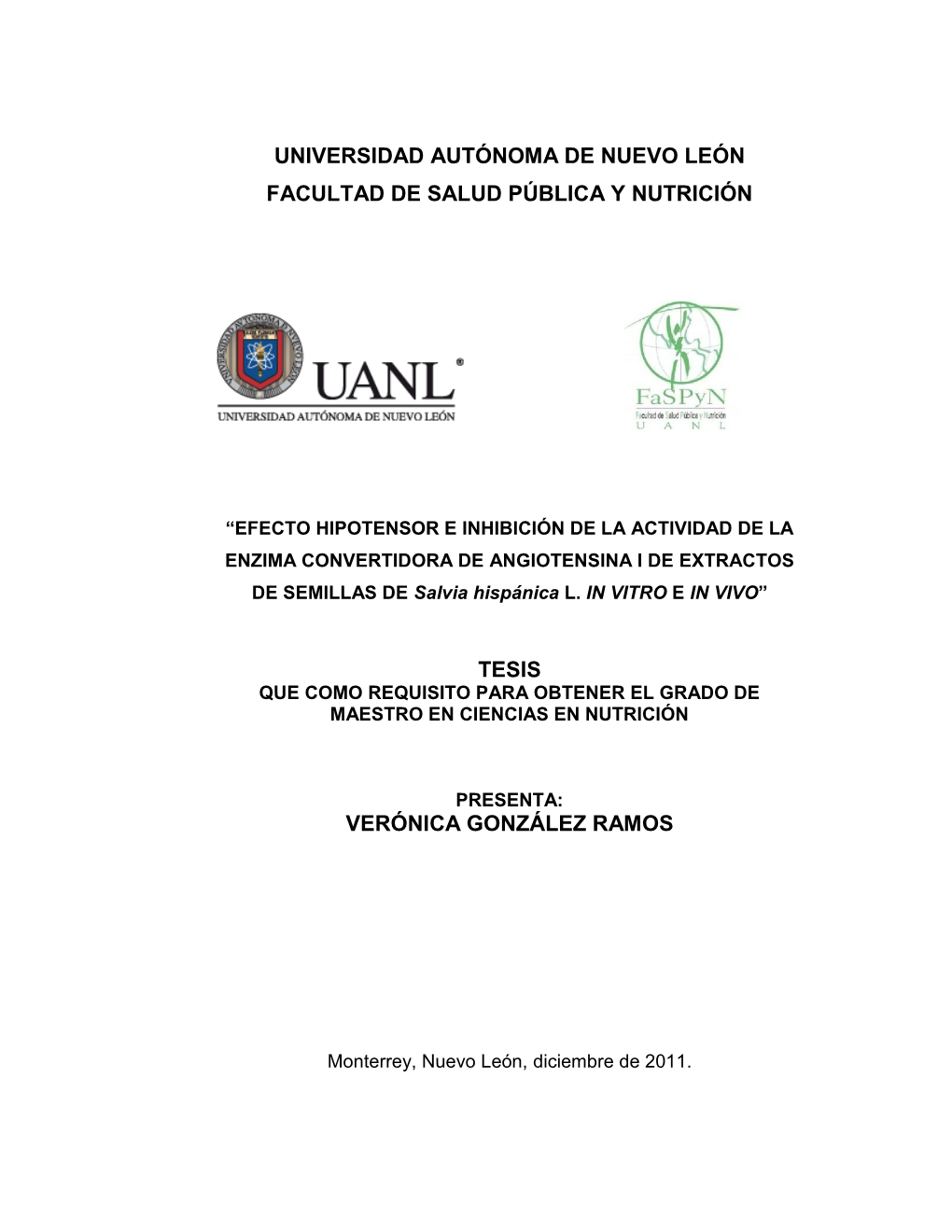 Universidad Autónoma De Nuevo León Facultad De Salud Pública Y Nutrición