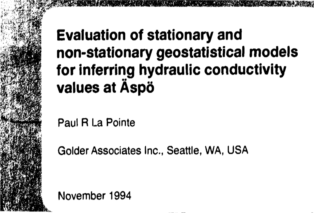 Evaluation of Stationary and Non-Stationary Geostatistical Models for Inferring Hydraulic Conductivity Values at Äspö