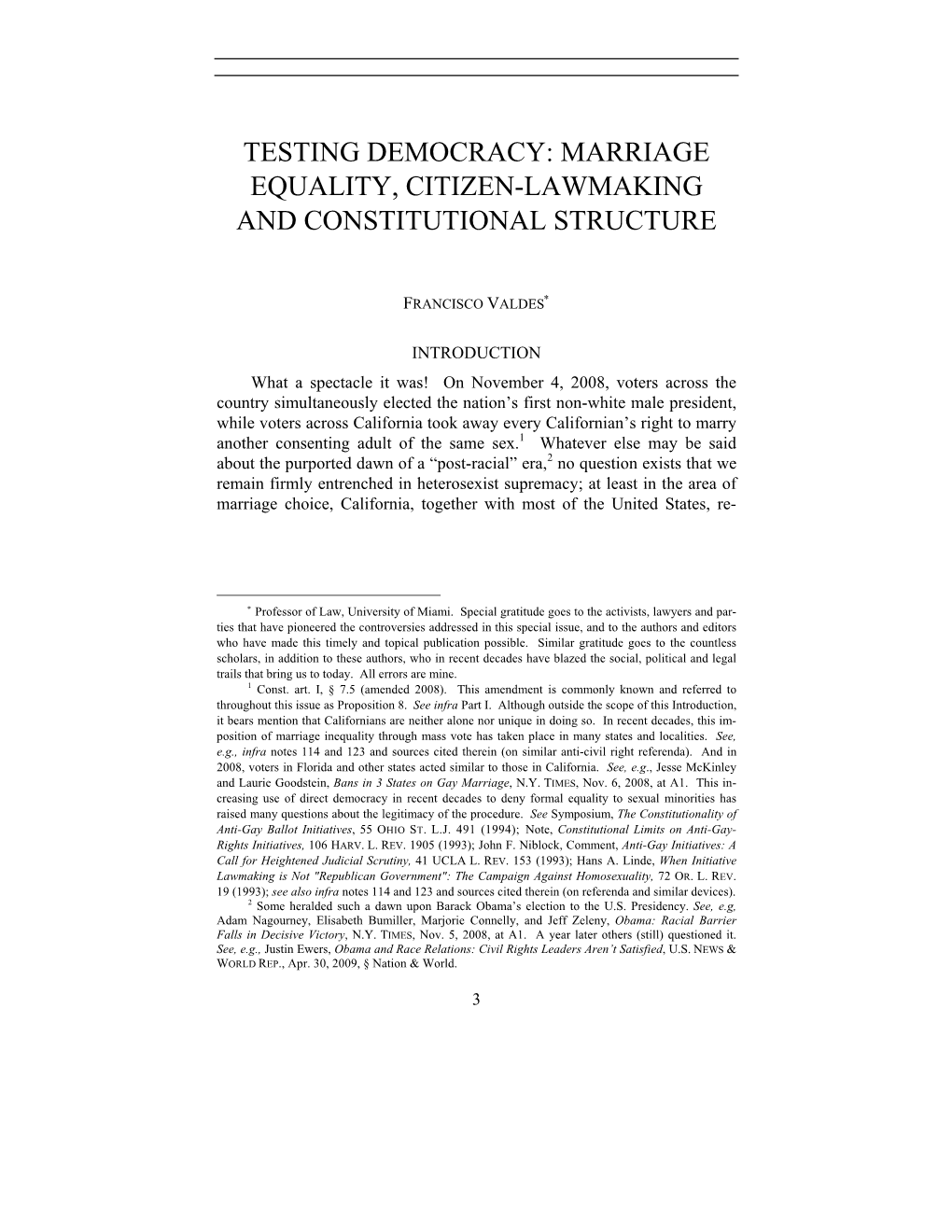Testing Democracy: Marriage Equality, Citizen-Lawmaking and Constitutional Structure