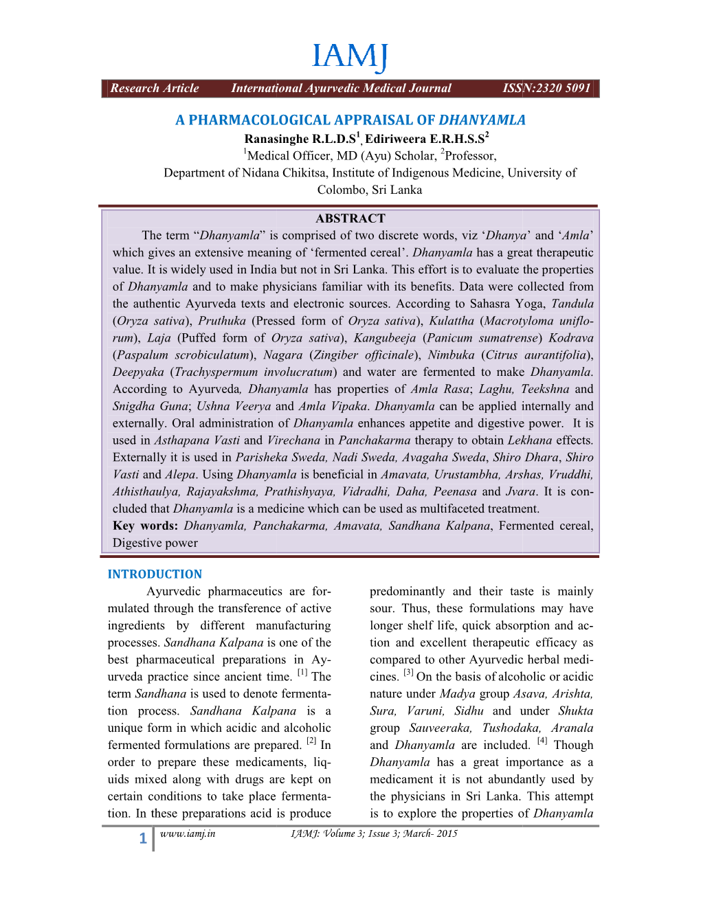 A Pharmacological Appraisal of Dhanyamla