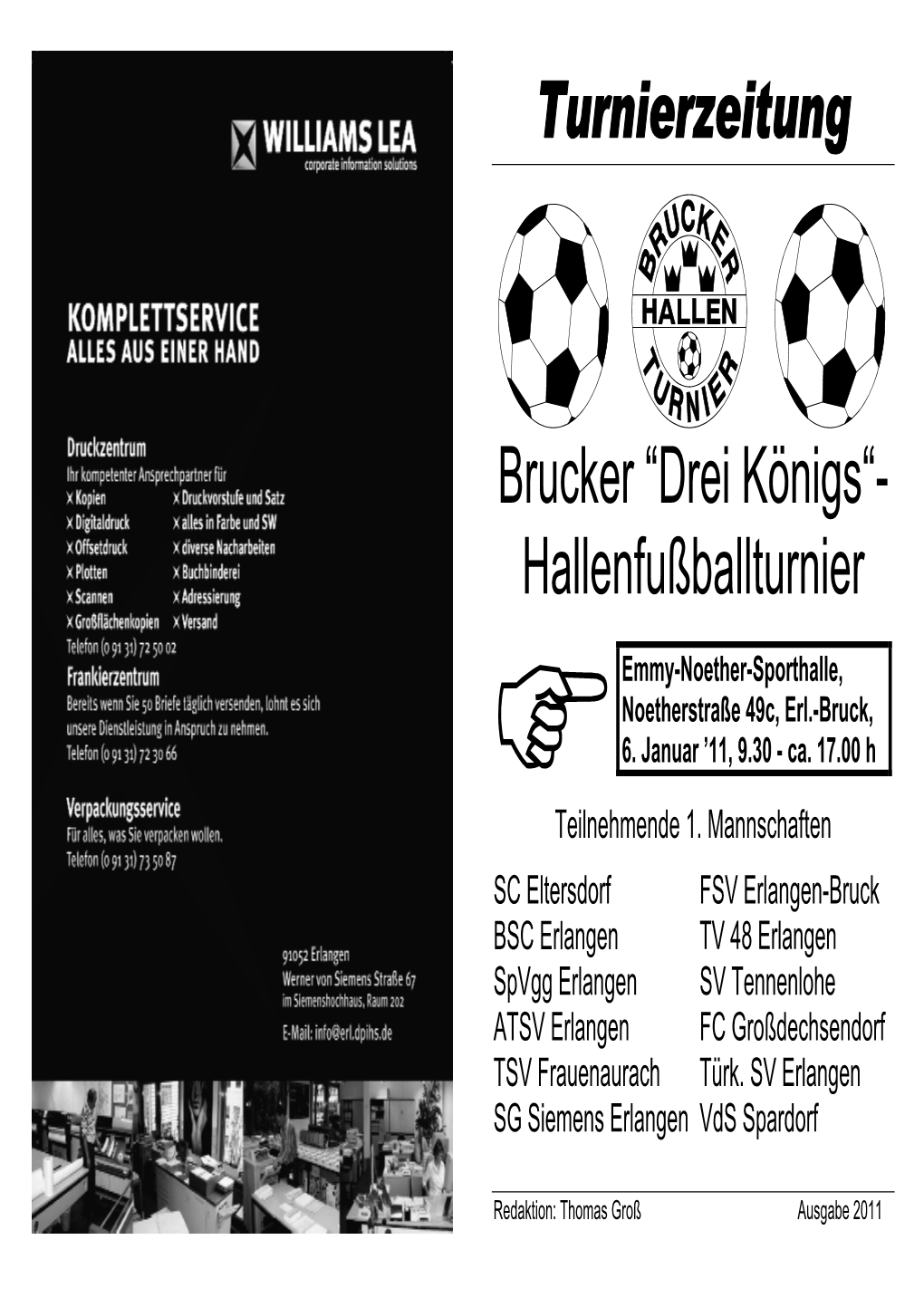 Heft Brucker Drei Königs-Hallenfußballturnier 2011