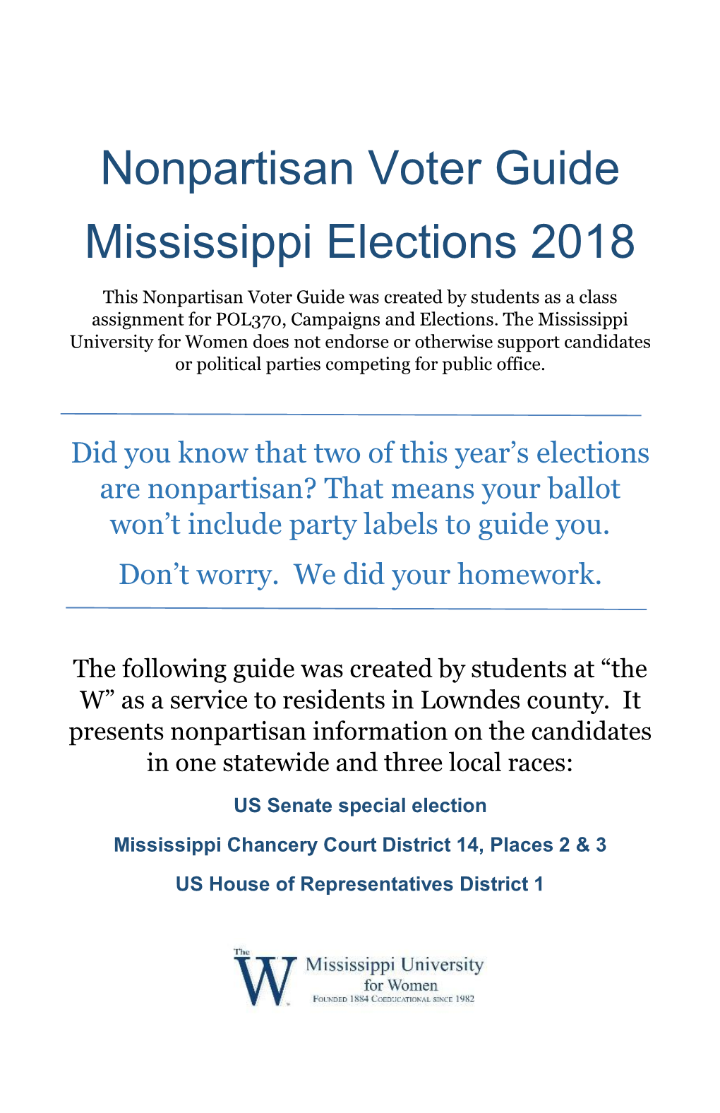 Nonpartisan Voter Guide Mississippi Elections 2018