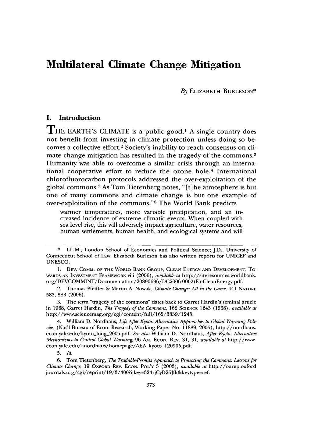 Multilateral Climate Change Mitigation