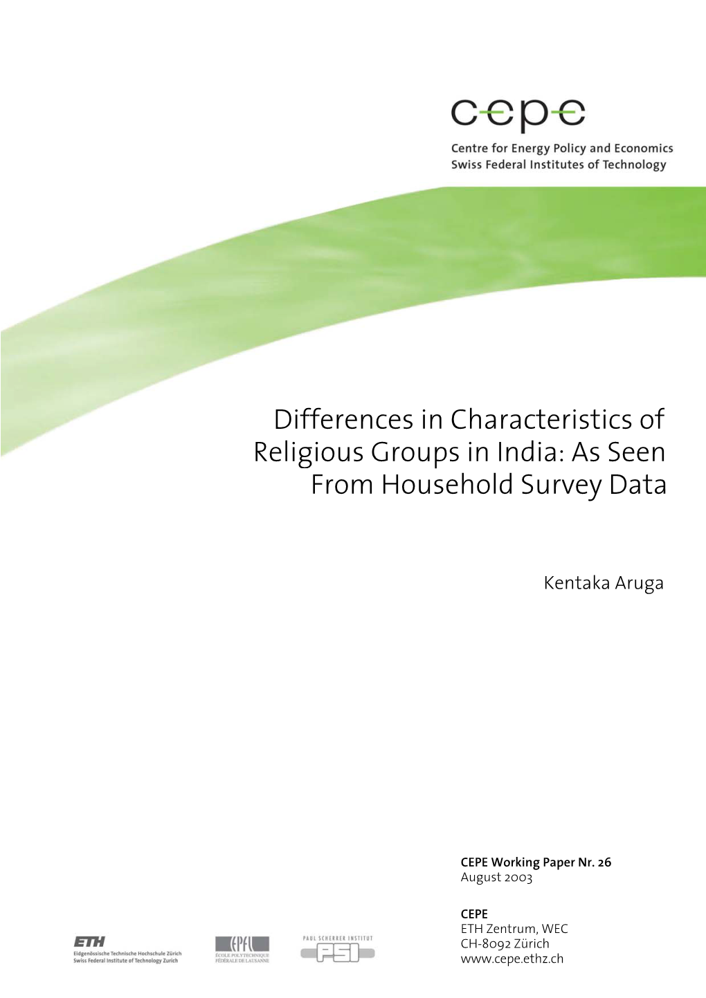 Differences in Characteristics of Religious Groups in India: As Seen from Household Survey Data