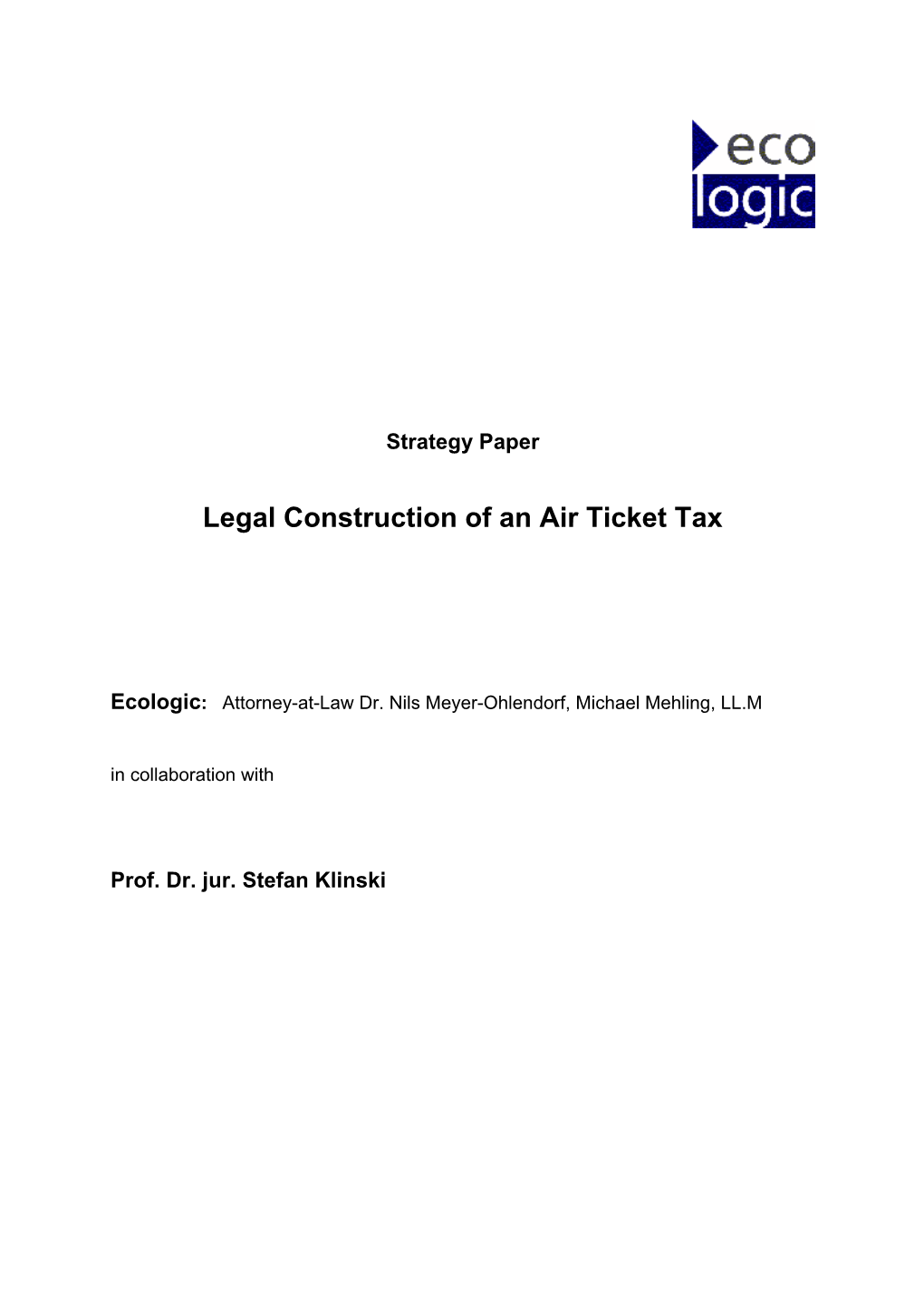 Legal Construction of an Air Ticket Tax