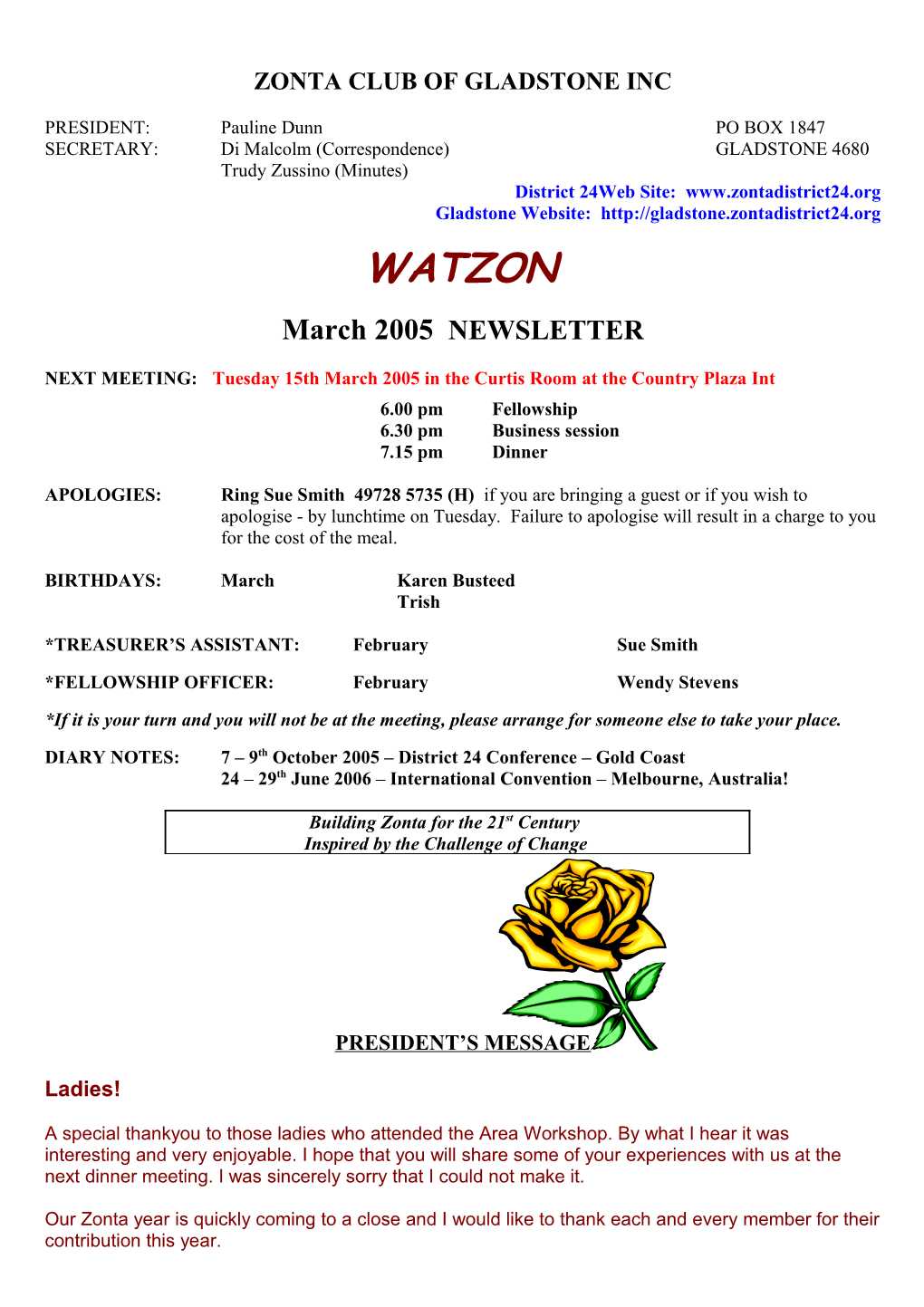 Zonta Club of Gladstone Inc