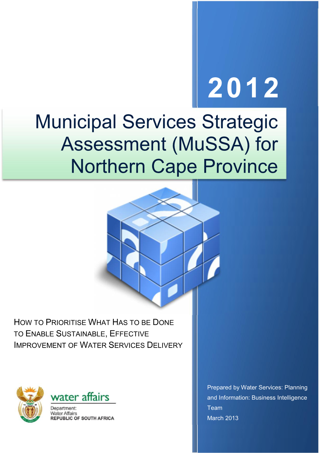 Municipal Services Strategic Assessment (Mussa) for Northern Cape Province