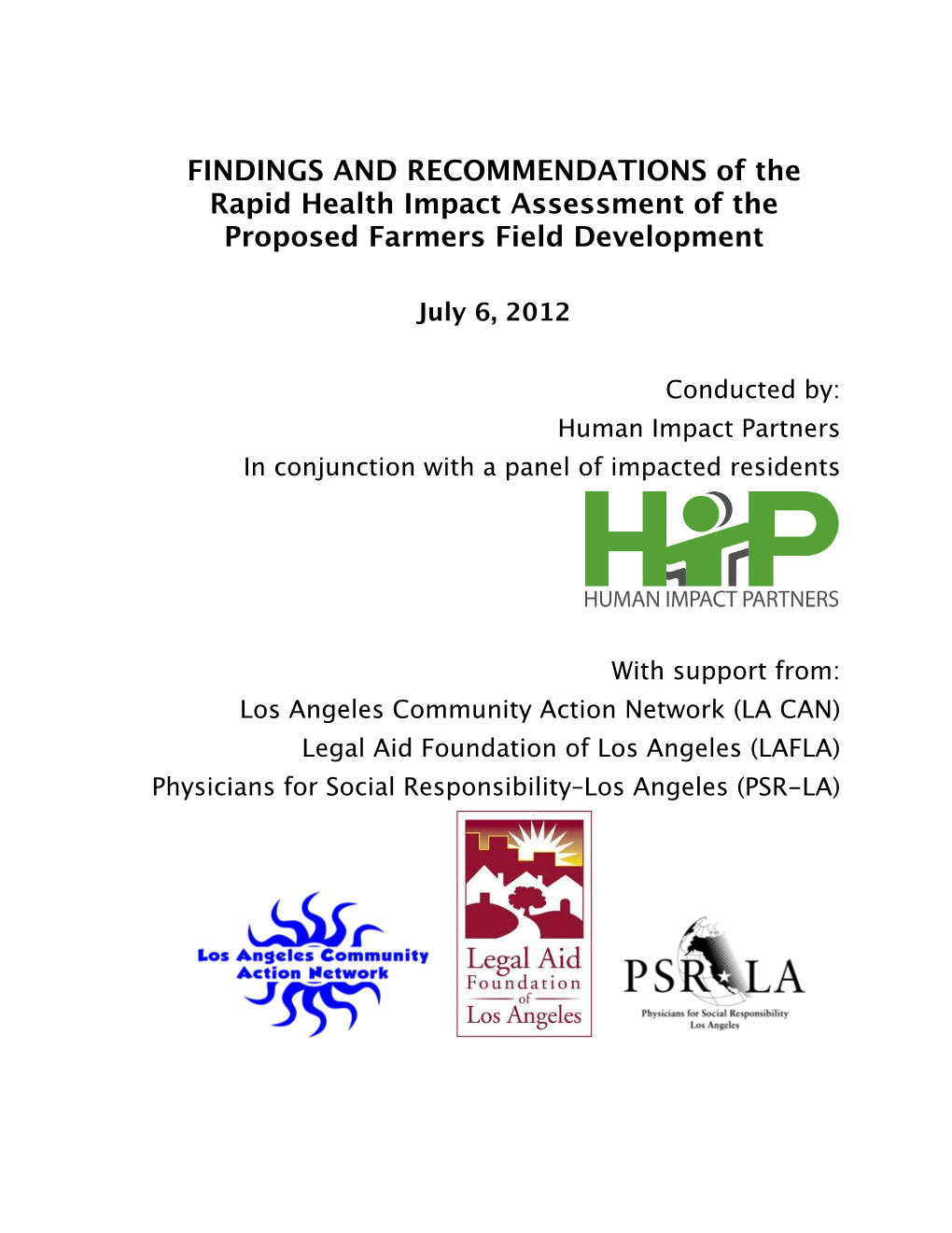 Farmers Field HIA Report (PDF)