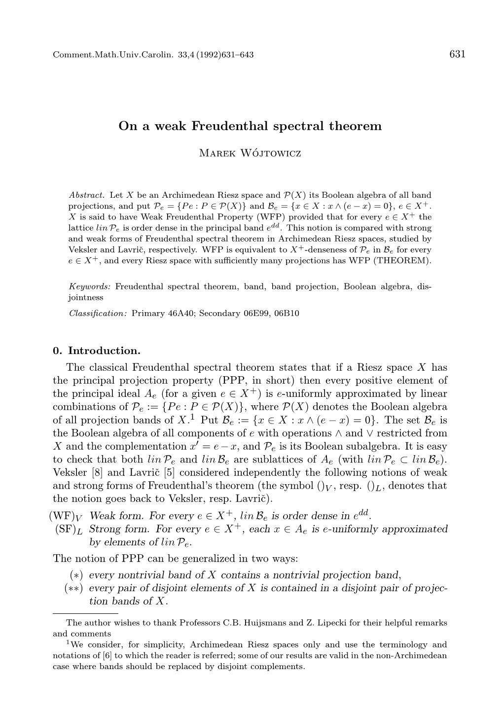 On a Weak Freudenthal Spectral Theorem