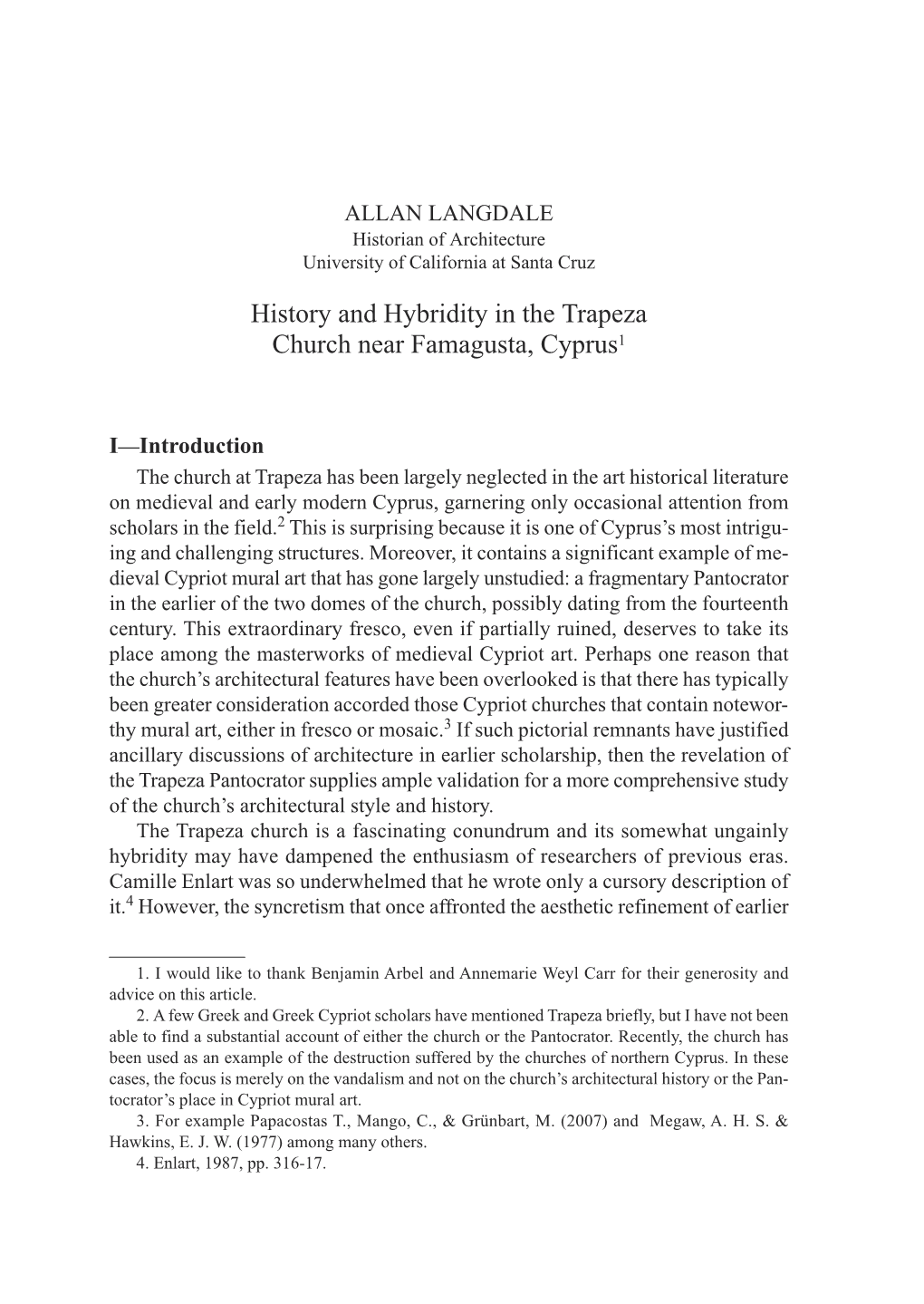 History and Hybridity in the Trapeza Church Near Famagusta, Cyprus 1