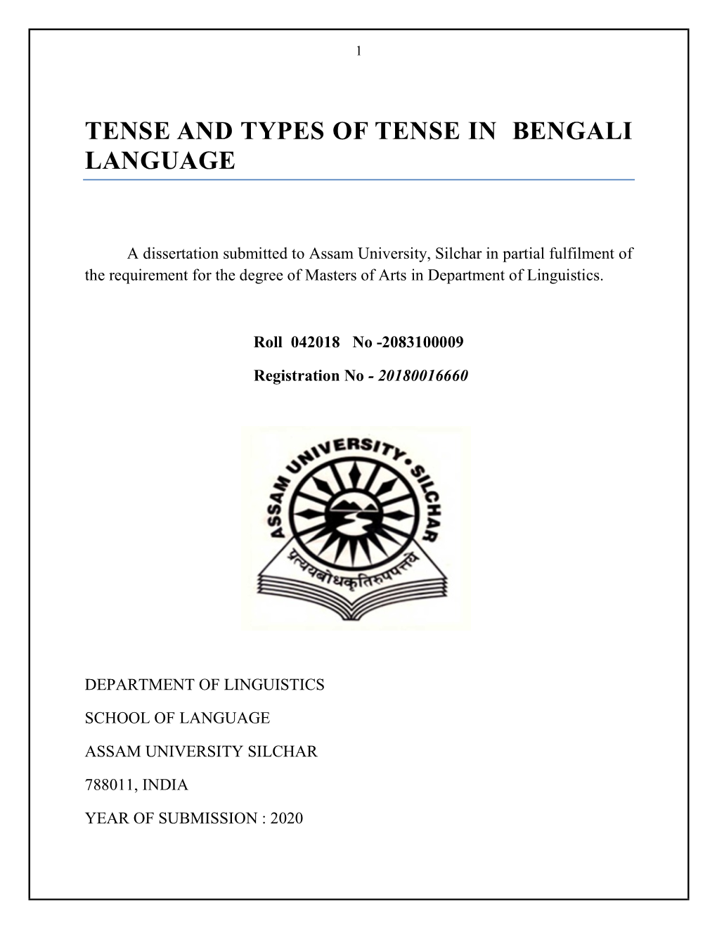 Tense and Types of Tense in Bengali Language