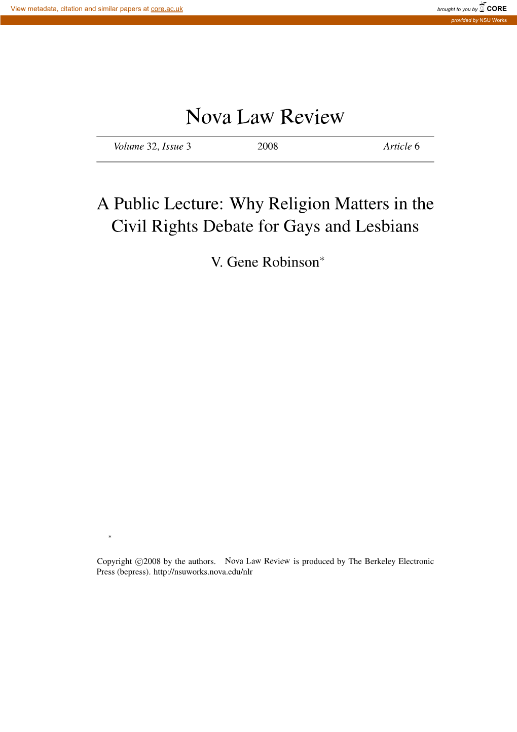 Why Religion Matters in the Civil Rights Debate for Gays and Lesbians