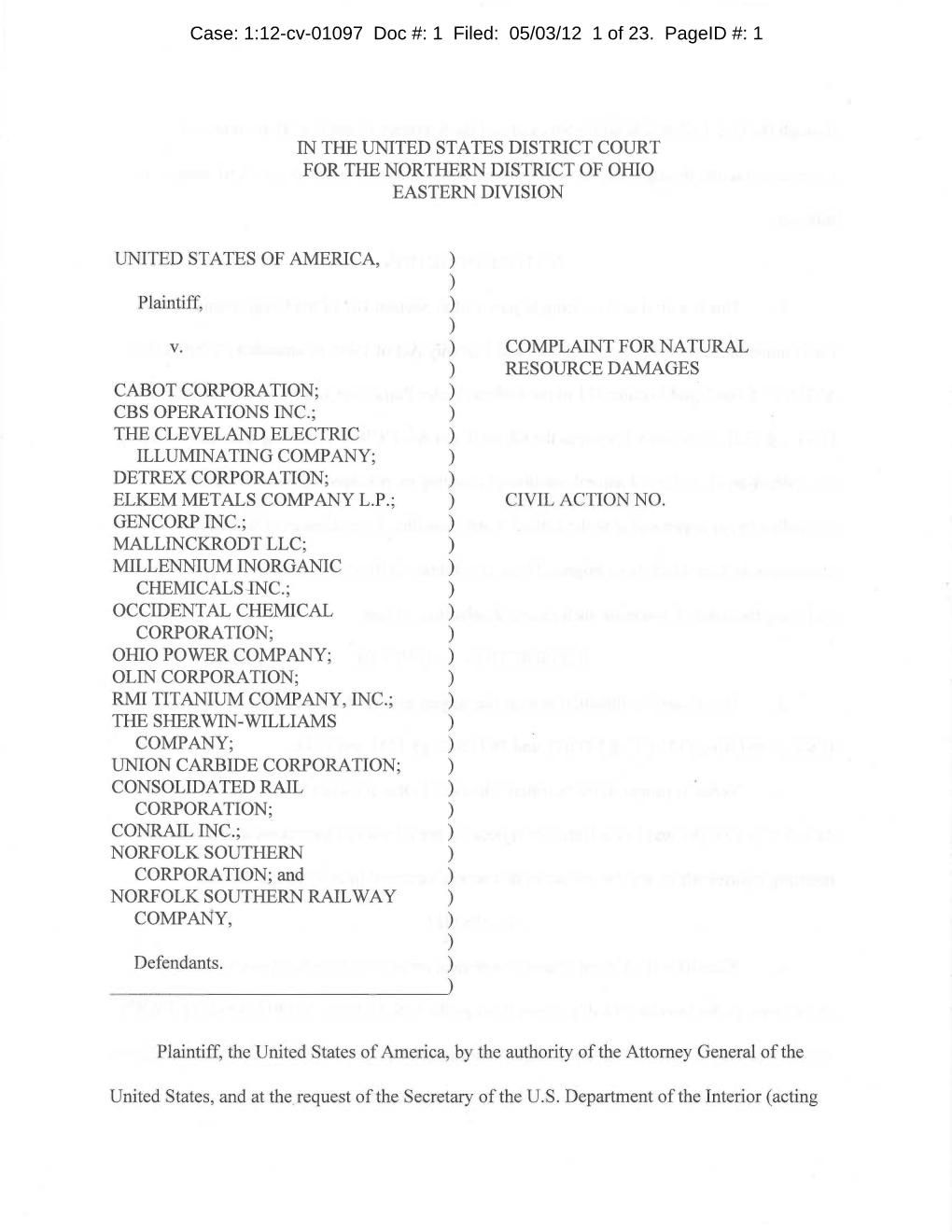 Case: 1:12-Cv-01097 Doc #: 1 Filed: 05/03/12 1 of 23. Pageid #: 1