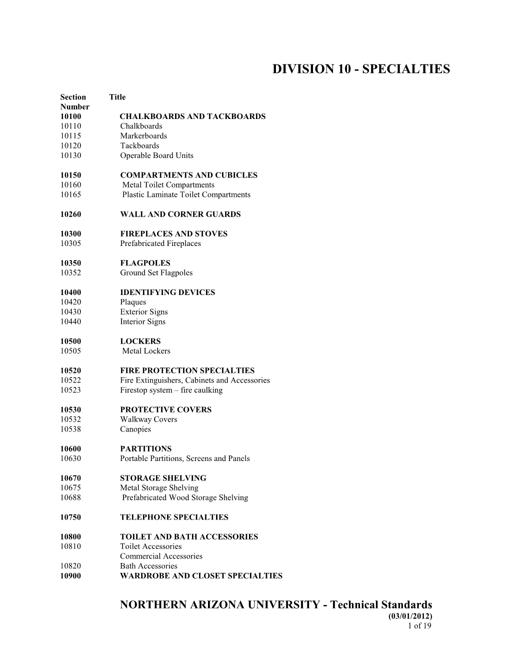 Division 10 - Specialties