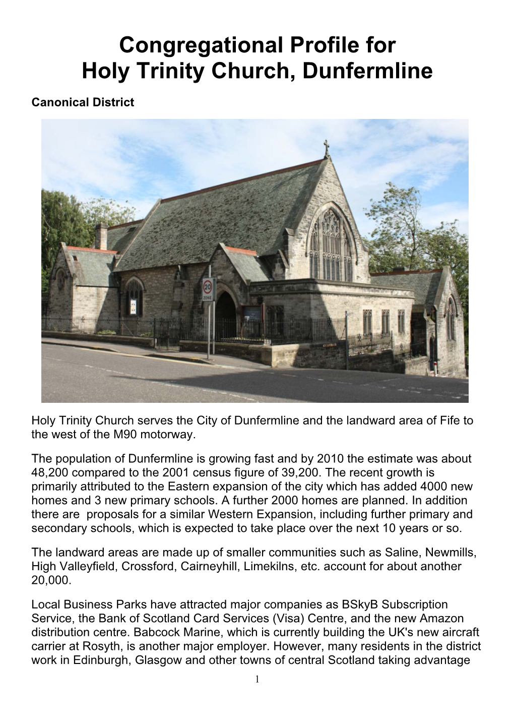 Congregational Profile for Holy Trinity Church, Dunfermline