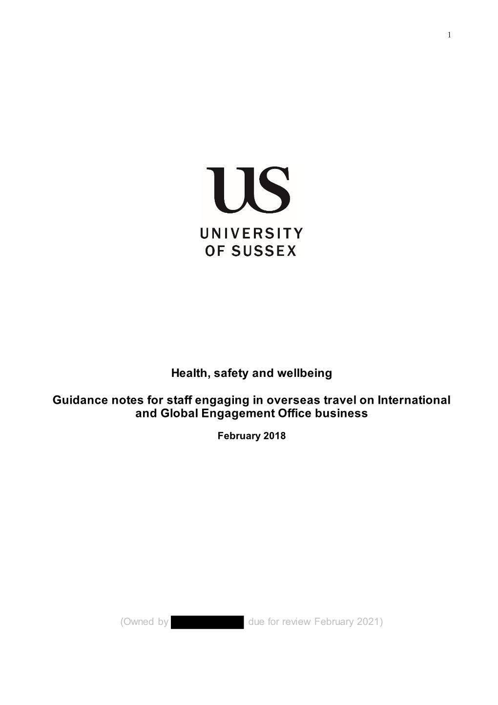 Health, Safety and Wellbeing Guidance Notes for Staff Engaging