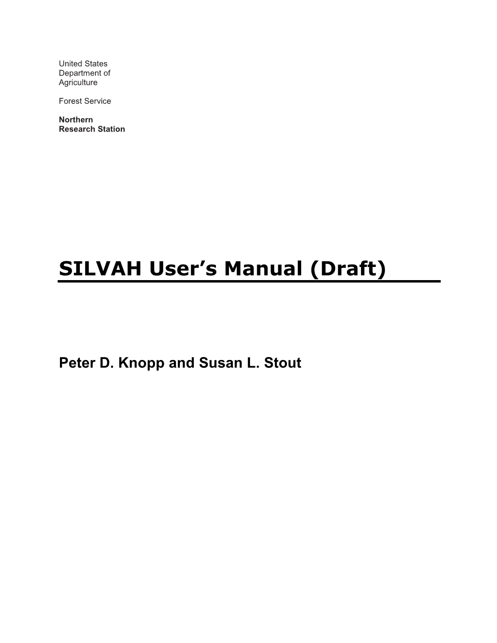 SILVAH User's Manual (Draft)