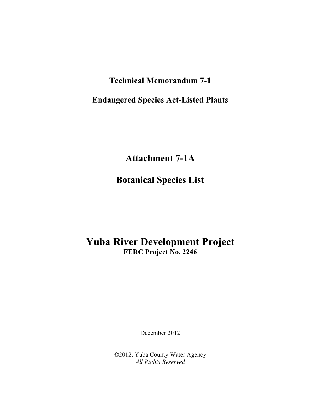 Yuba River Development Project FERC Project No