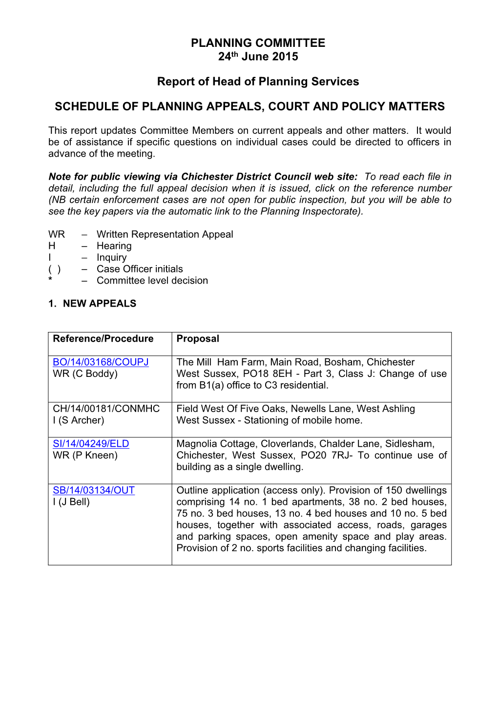 PLANNING COMMITTEE 24Th June 2015 Report of Head of Planning