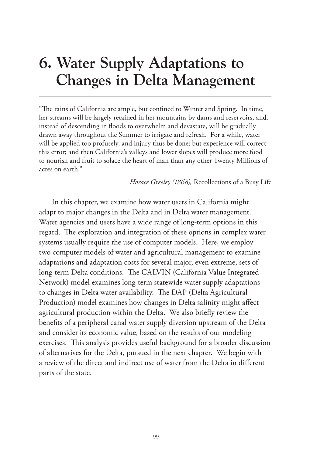 6. Water Supply Adaptations to Changes in Delta Management