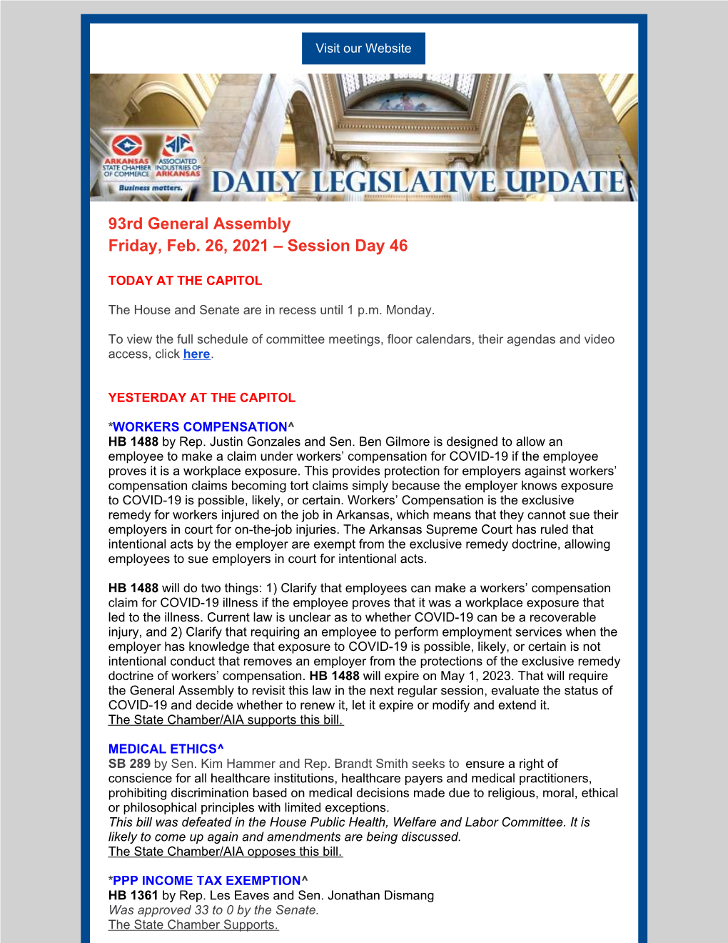 93Rd General Assembly Friday, Feb. 26, 2021 – Session Day 46