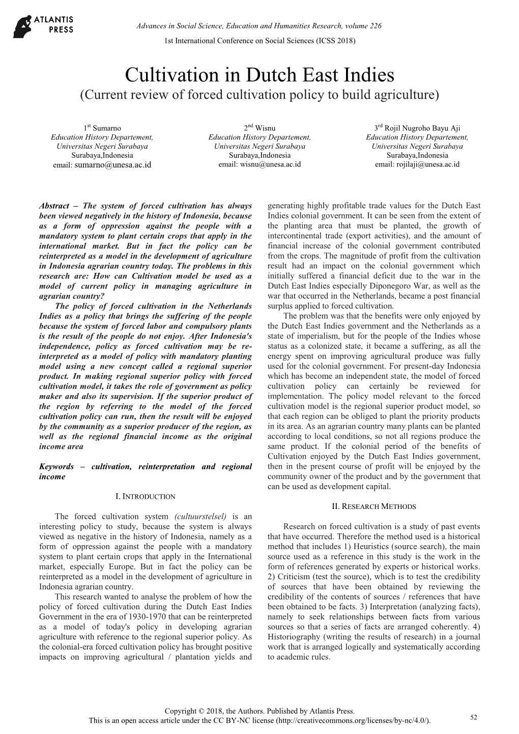 Cultivation in Dutch East Indies (Current Review of Forced Cultivation Policy to Build Agriculture)