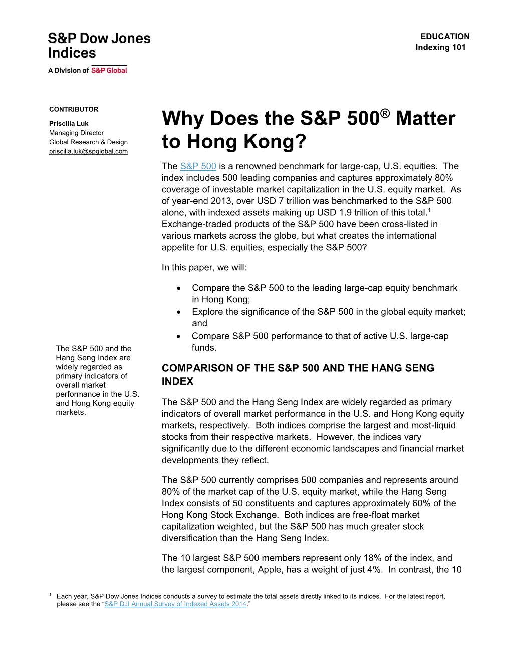 Why Does the S&P 500® Matter to Hong Kong?