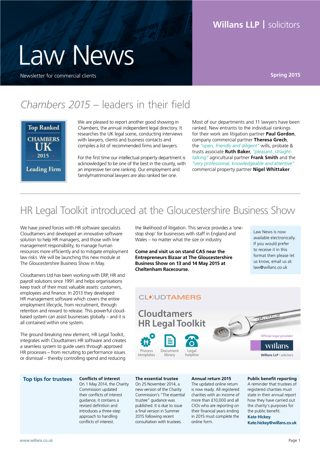 Law News Newsletter for Commercial Clients Spring 2015