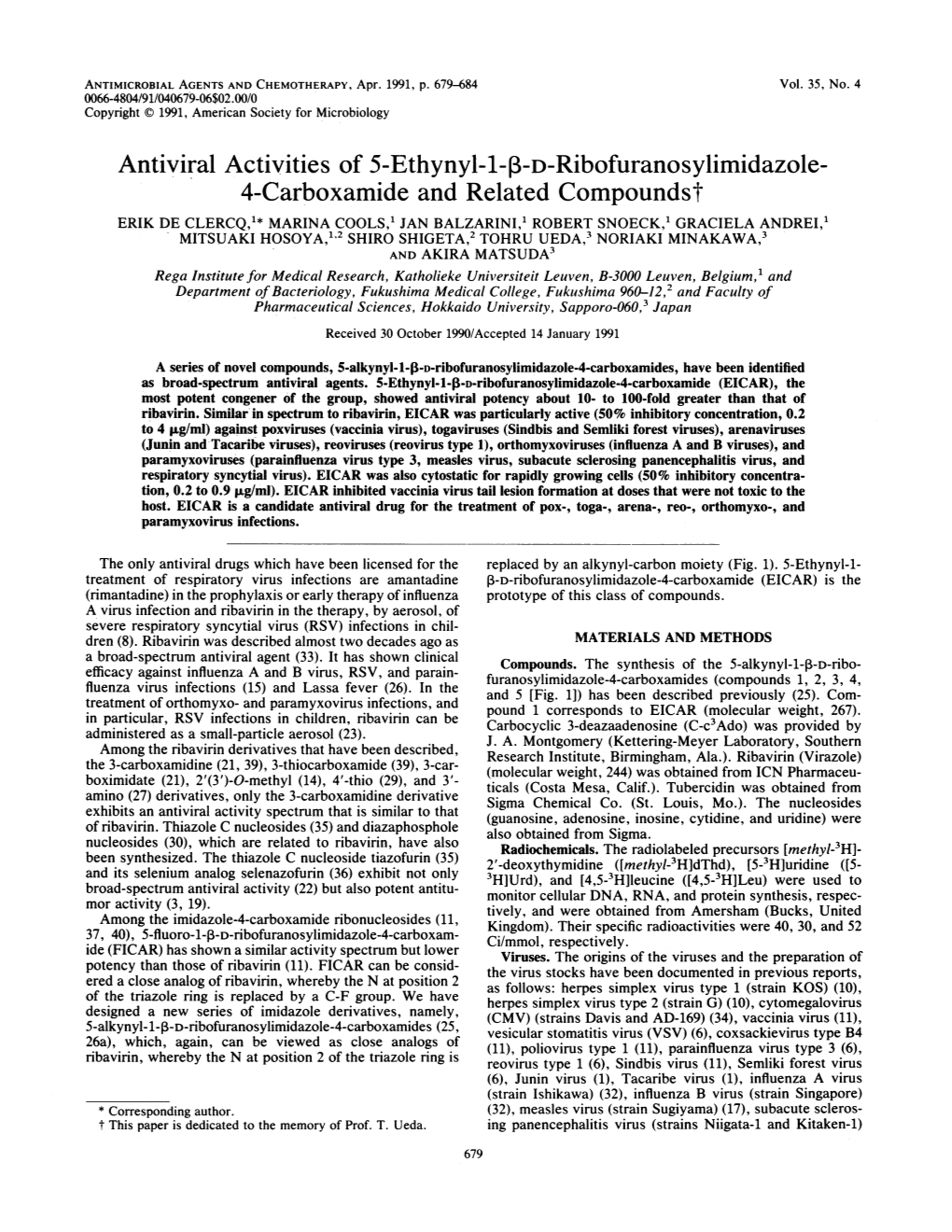 Antiviral Activities of 5-Ethynyl-1-1-D