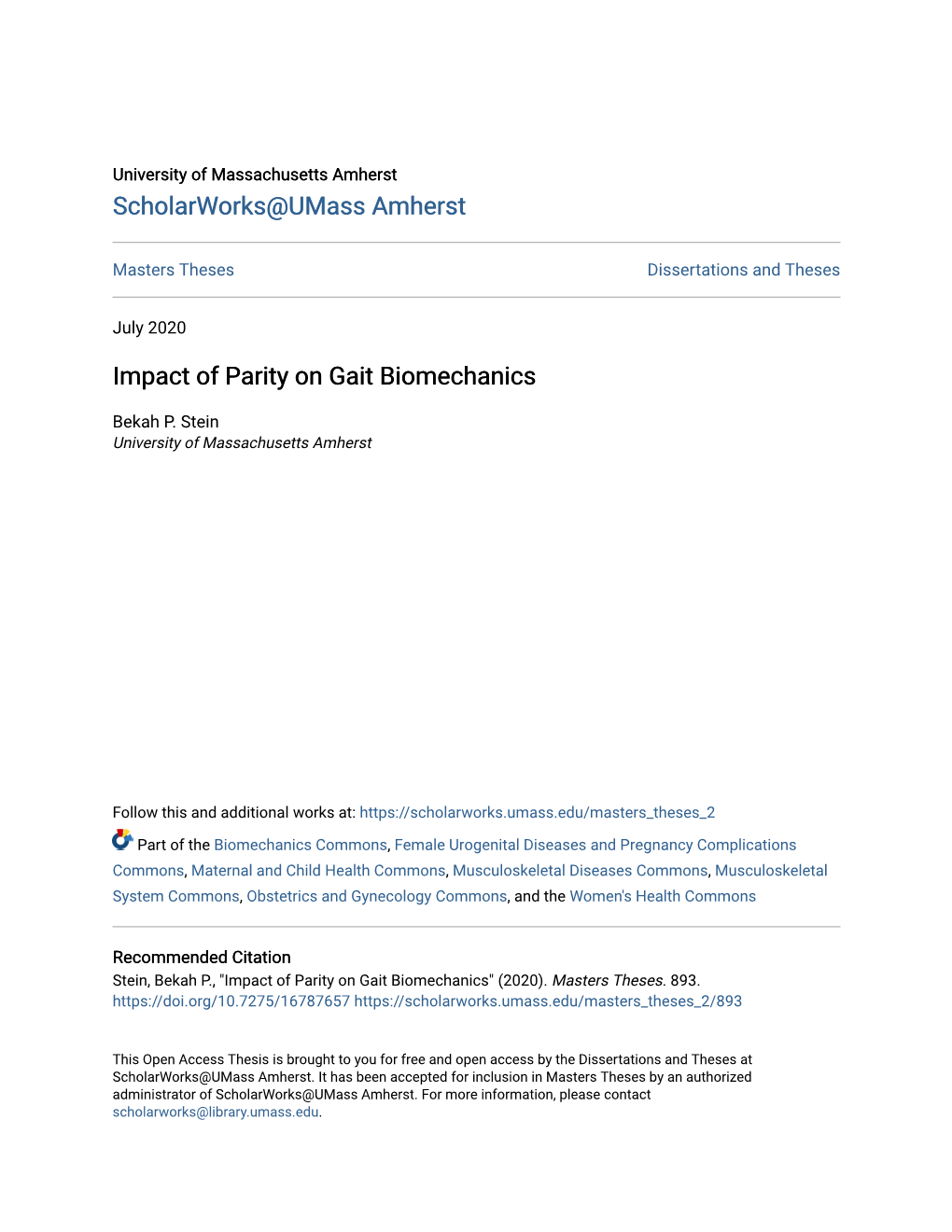 Impact of Parity on Gait Biomechanics