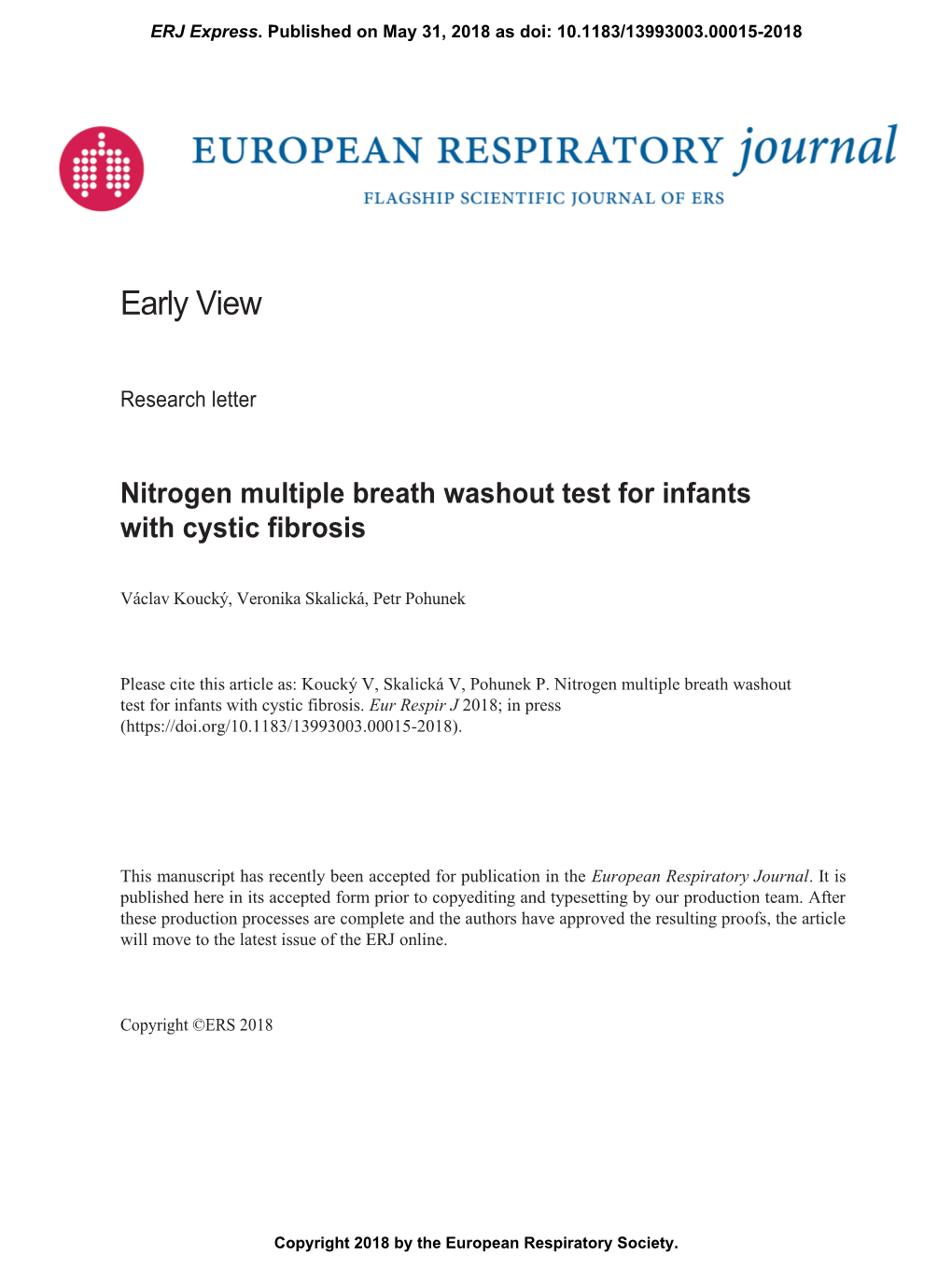 Nitrogen Multiple Breath Washout Test for Infants with Cystic Fibrosis